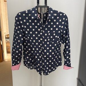 Boden Navy Polka Dot Button-Up Shirt
